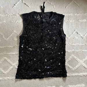 Only Hearts Helena Stuart Black Sheer Lace Sequin Shell Tank